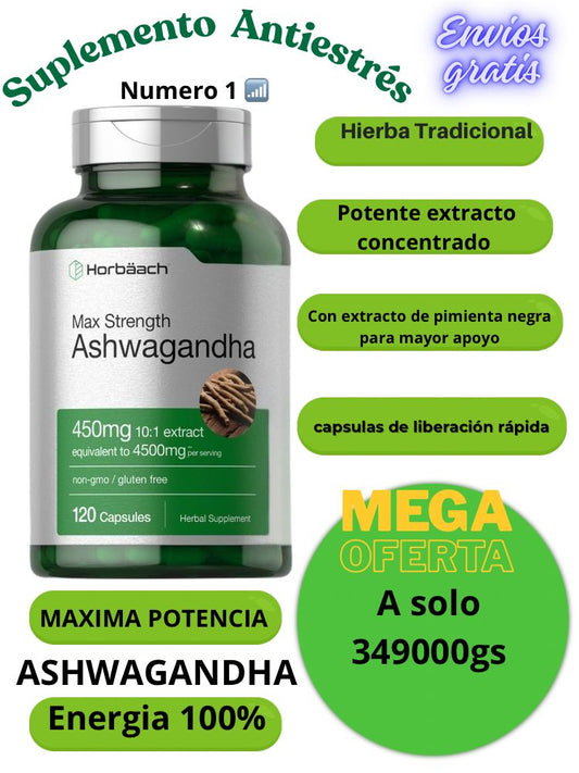 SUPLEMENTO ANTIESTRES Ashwagandha a Base de hierbas Asiaticas